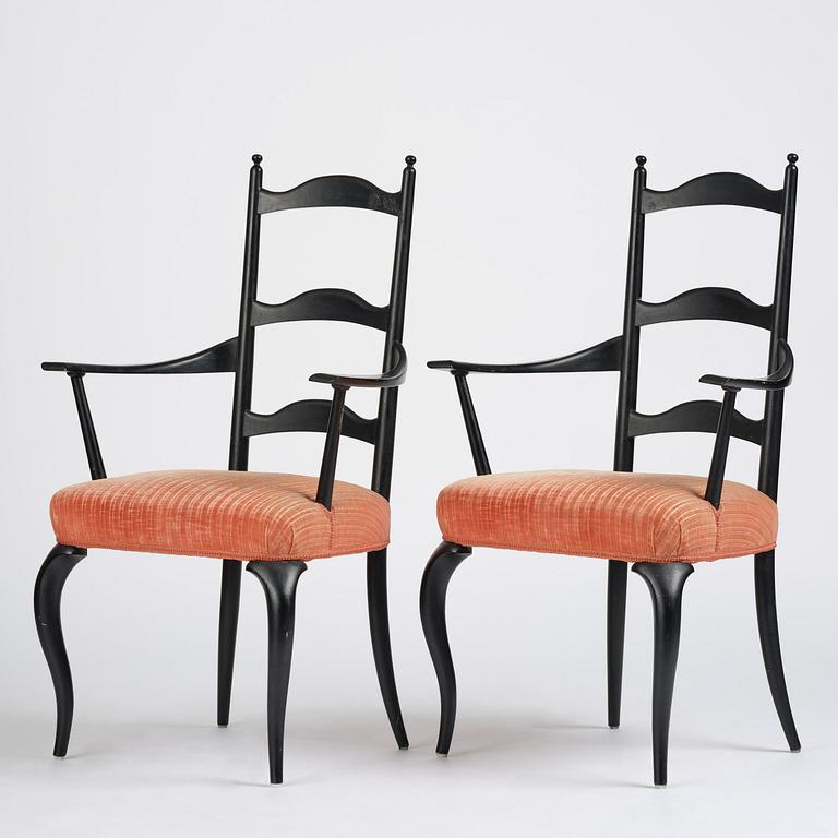 Uno Åhrén, a set of eight Swedish Grace dining chairs, 1920s.