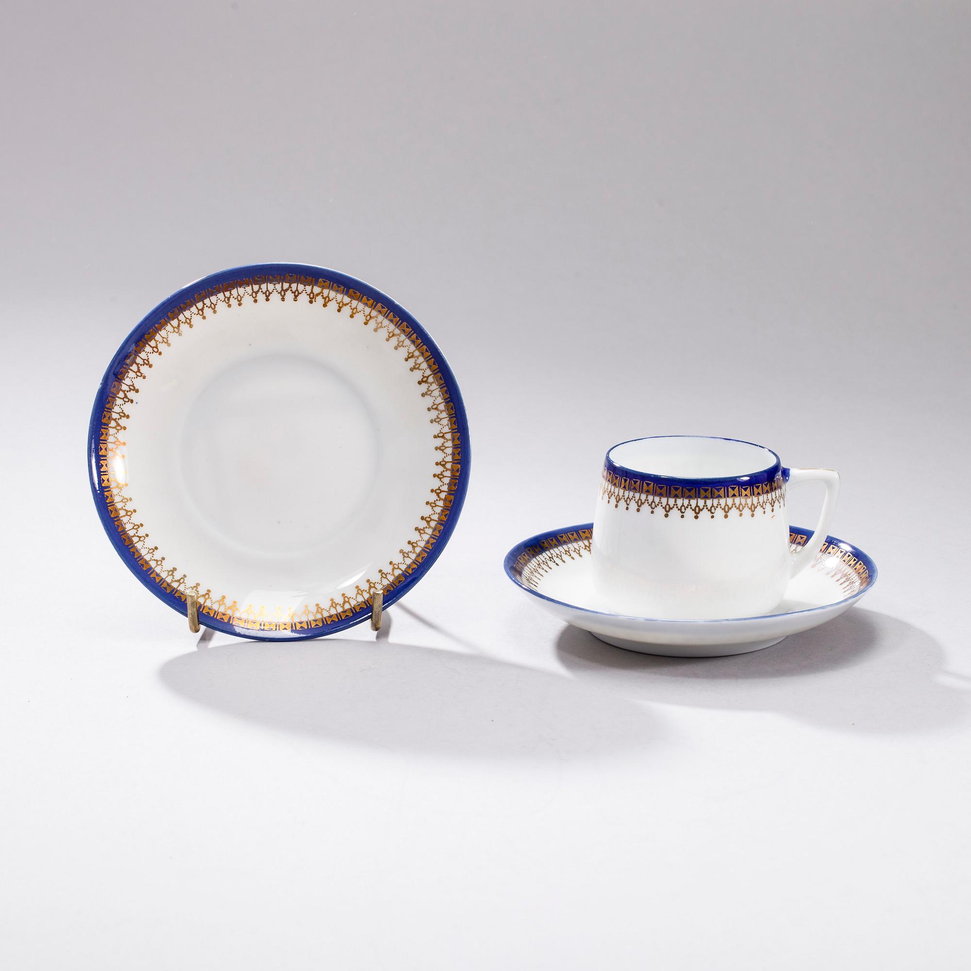 KAFFEKOPPAR, 8 st, FAT, 4 st, porslin, Gardner, Ryssland 1880-1890.