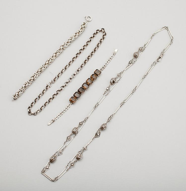 COLLIER OCH ARMBAND, 4 delar, silver.