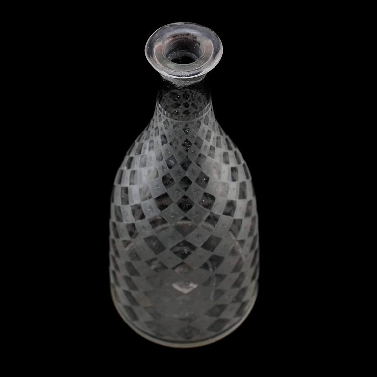 KARAFF, glas, möjligen Casimirsborgs Glasbruk, 1800-talets första hälft.