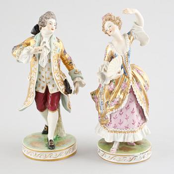 FIGURINER, 2 st, porslin, Sevre-liknande märken, 1900-tal.