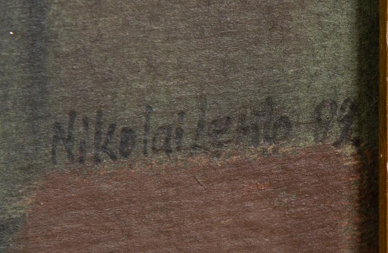 NIKOLAI LEHTO, olja på pannå, signerad och daterad -82.