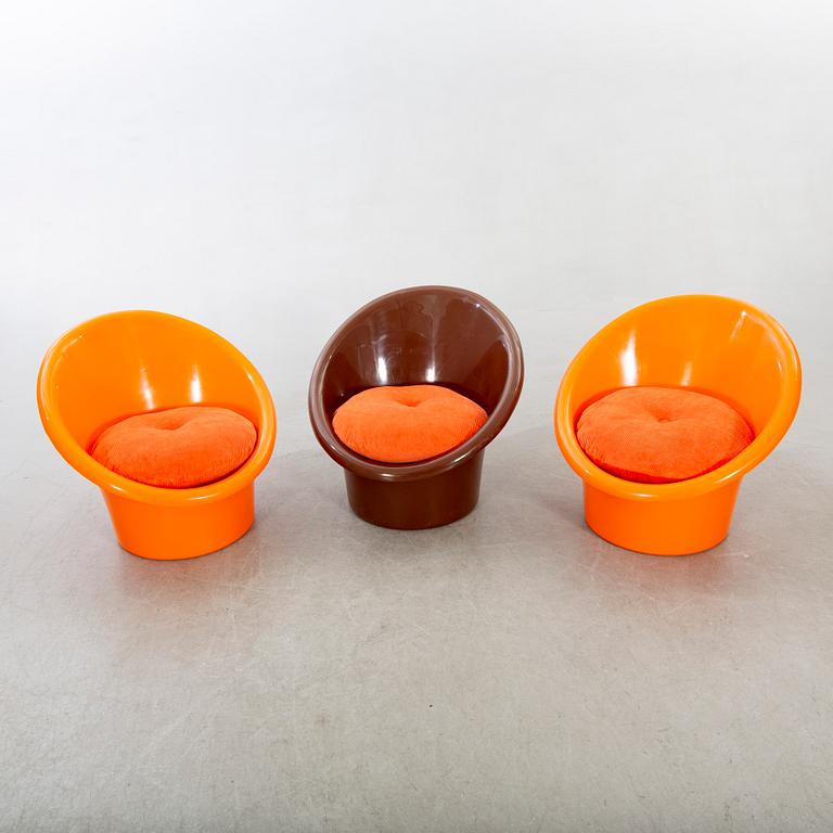FÅTÖLJER, 3 st , "Skopa", Olle Gjerlöv-Knudsen och Torben Lind för Ikea, modellen formgiven 1974.