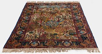A semi-antique pictoral Tabriz rug, West Persia, c. 193 x 130 cm.