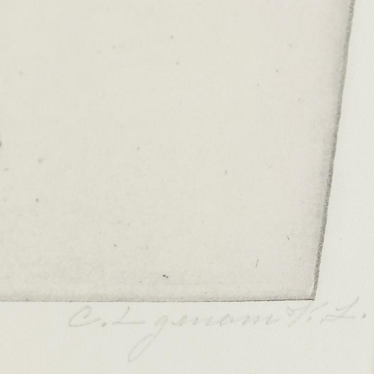 CARL LARSSON, etching, posthumously signed "C.L genom K.L. [Karin Larsson, the artist's widow] in pencil. Executed 1919.