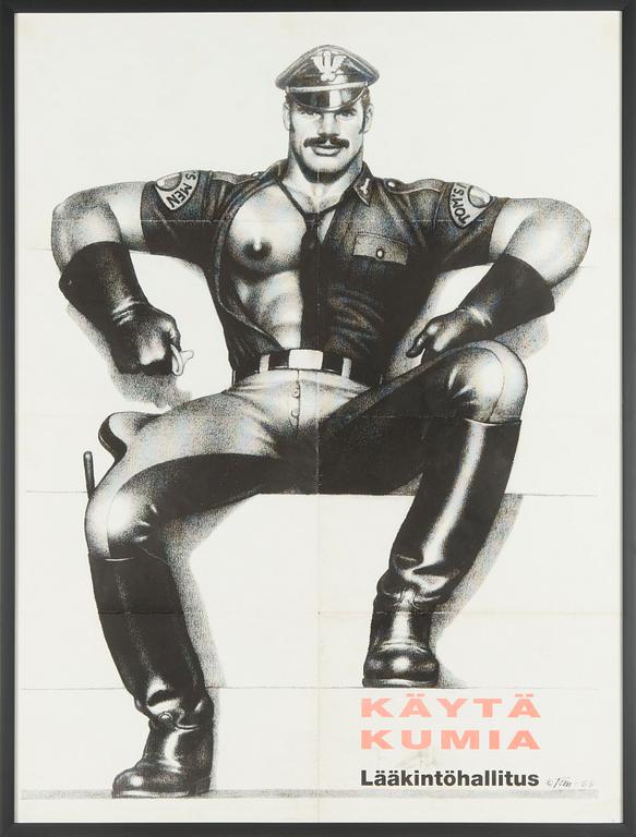 Tom of Finland (Touko Valio Laaksonen), affisch, "Käytä Kumia", 1980-tal.
