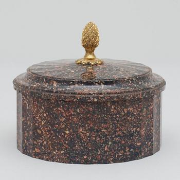 A Swedish Empire 19th century porphyry butter box.