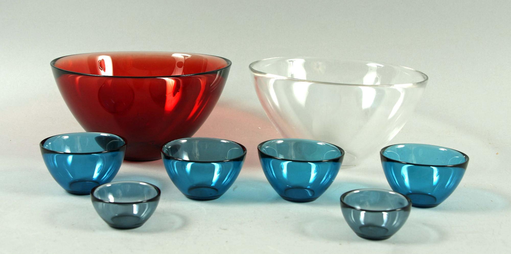 SKÅLAR, 8 st, glas, "Fuga", Sven Palmqvist, Orrefors.