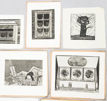 ALLAN KUNTSI, etsningar och träsnitt 10 st, signerade och daterade, numrerade.