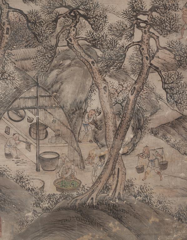 Rullmålning, signerad Wenhuan 文焕, Qingdynastin, daterad 1888.