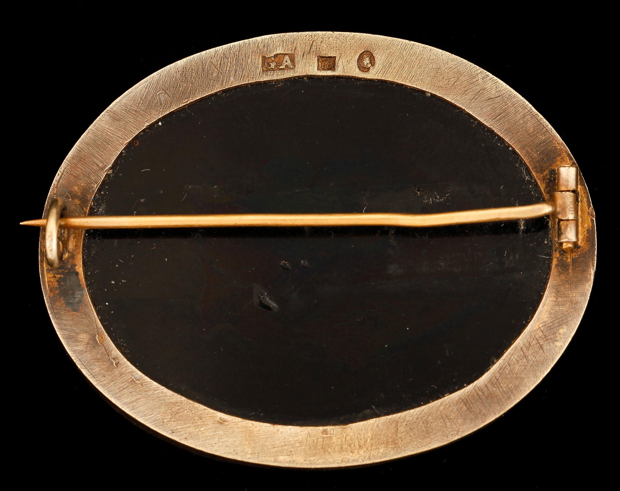 BROSCH, micromosaik, förgyllt silver, 1949.