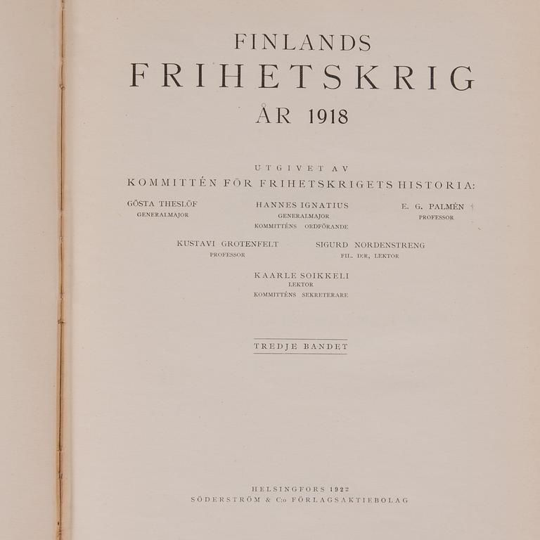 BÖCKER, 2+6 volymer, Finlands Frihetskrig, 1900-talets första tredjedel.