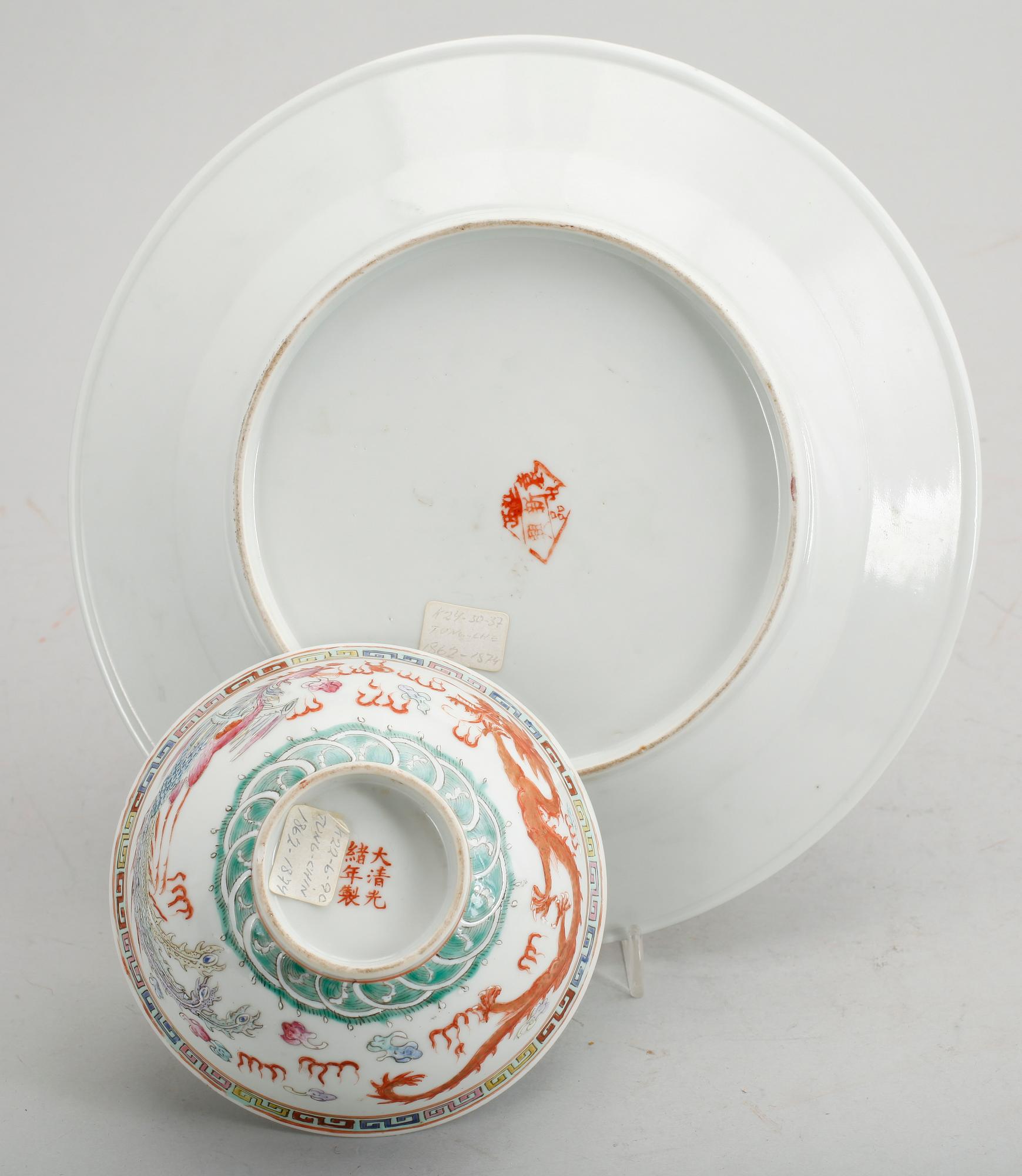 FAT SAMT SKÅL, porslin, Kina, 1800-/1900-tal.