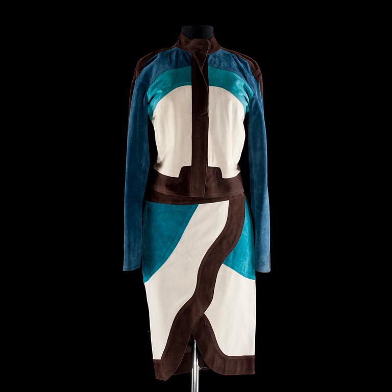 A two-piece costume by Yves Saint Laurent.