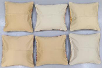 Six Kilim cushions, ca 47 x 47 cm.