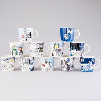 MOOMIN-MUGS, 11 pcs, porcelain, 'Winter season mugs', Moomin Characters, Arabia 2007-2017.