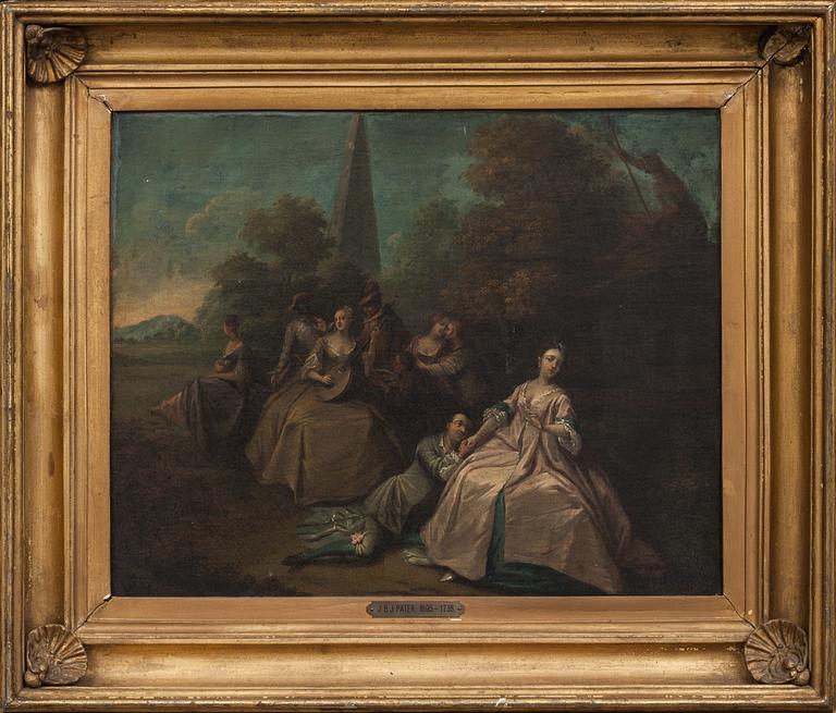Jean-Baptiste Joseph Pater Circle of, Landscape with lovers in the foreground.