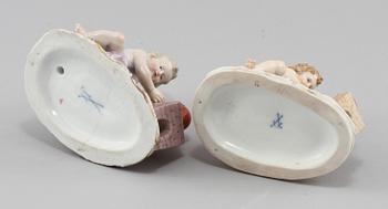 FIGURINER, 2 st, porslin,  Meissen, 1900-tal.