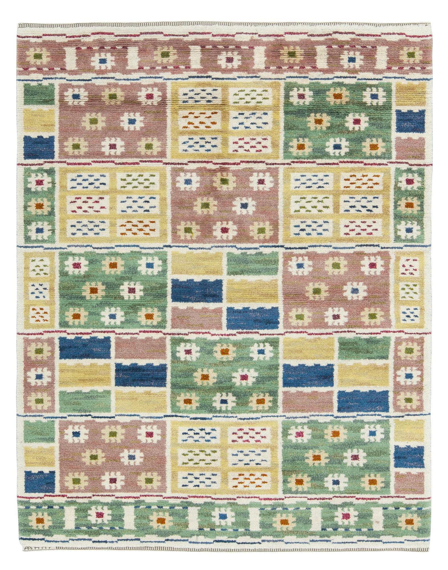 Märta Måås-Fjetterström, A CARPET. "Ängarna". Knotted pile. 197,5 x 155 cm. Signed AB MMF.