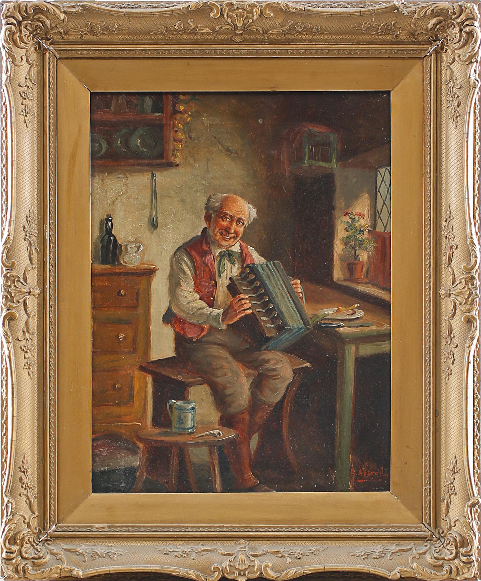ALEXANDER AUSTEN, olja på duk, signerad, omkring sekelskiftet 1800/1900.