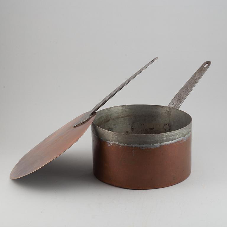 A cooking pot and a lid, Tullgarns Slott, Sweden, dated 1851.