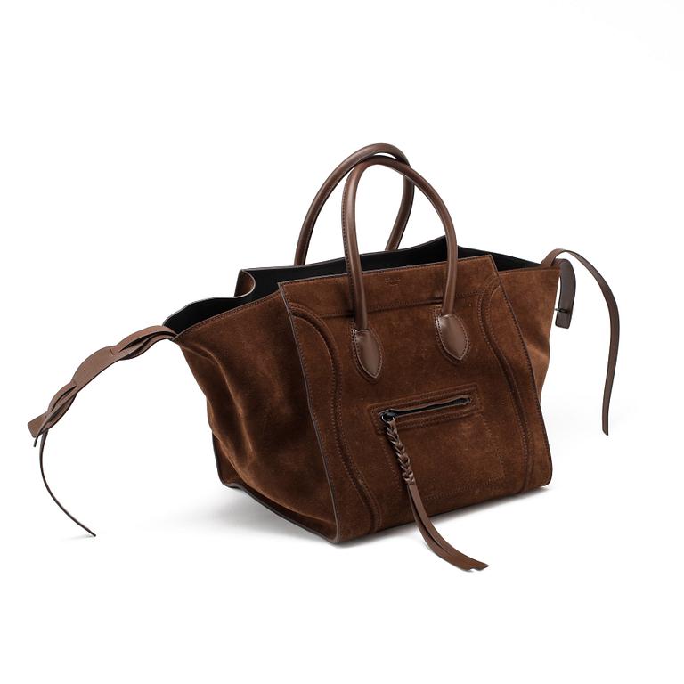 CÉLINE, a brown suede bag, "Luggage Phantom".