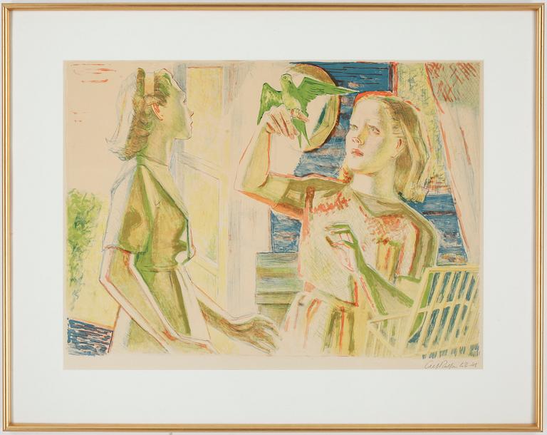 ALF ROLFSEN, färglitografi, signerad och daterad -48. Bärd dedikation.