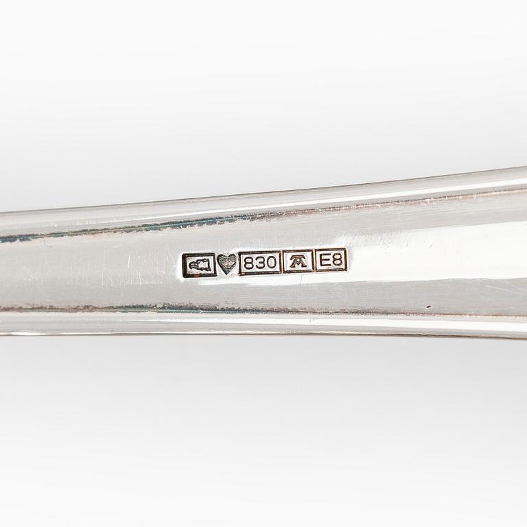 Erä ottimia ja aterimia, 21 kpl, "Chippendale", Auran Kultaseppä Turku ja Kultakeskus Hämeenlinna 1970-1980-luku.