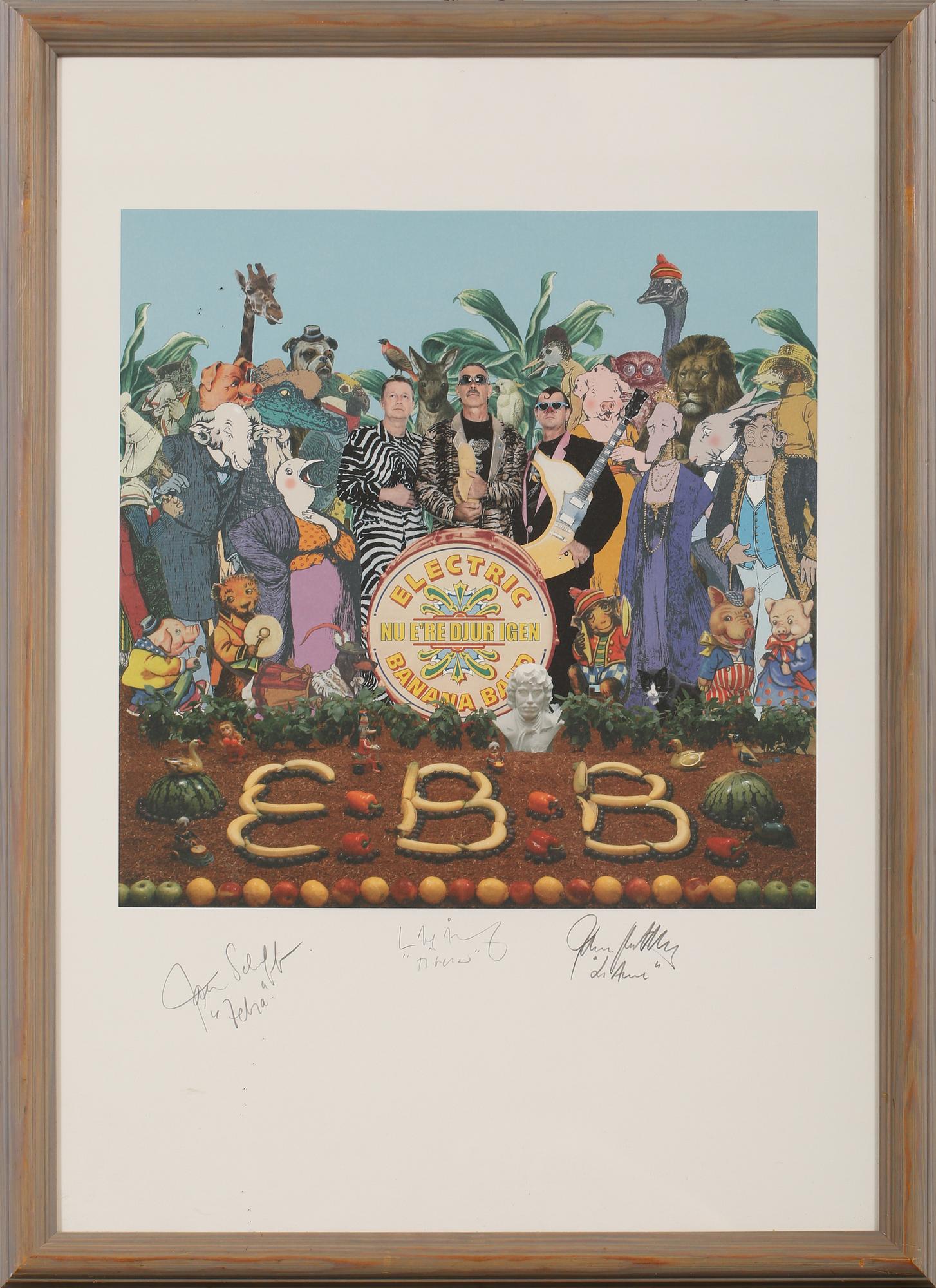 AUTOGRAFER, 3 st, Electric Banana Band, på tryck, sent 1900/tidigt 2000-tal.