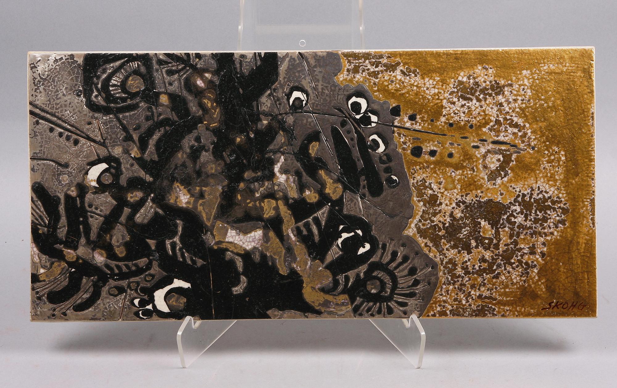 VÄGGPLAKETTER, 3 st, stengods, Börje Skohg, Gustavsberg.