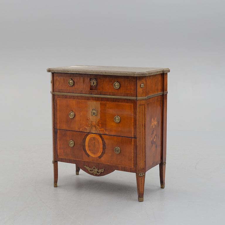 A Gustavian inlay chest of drawers, Stockholm, late 18th Century.