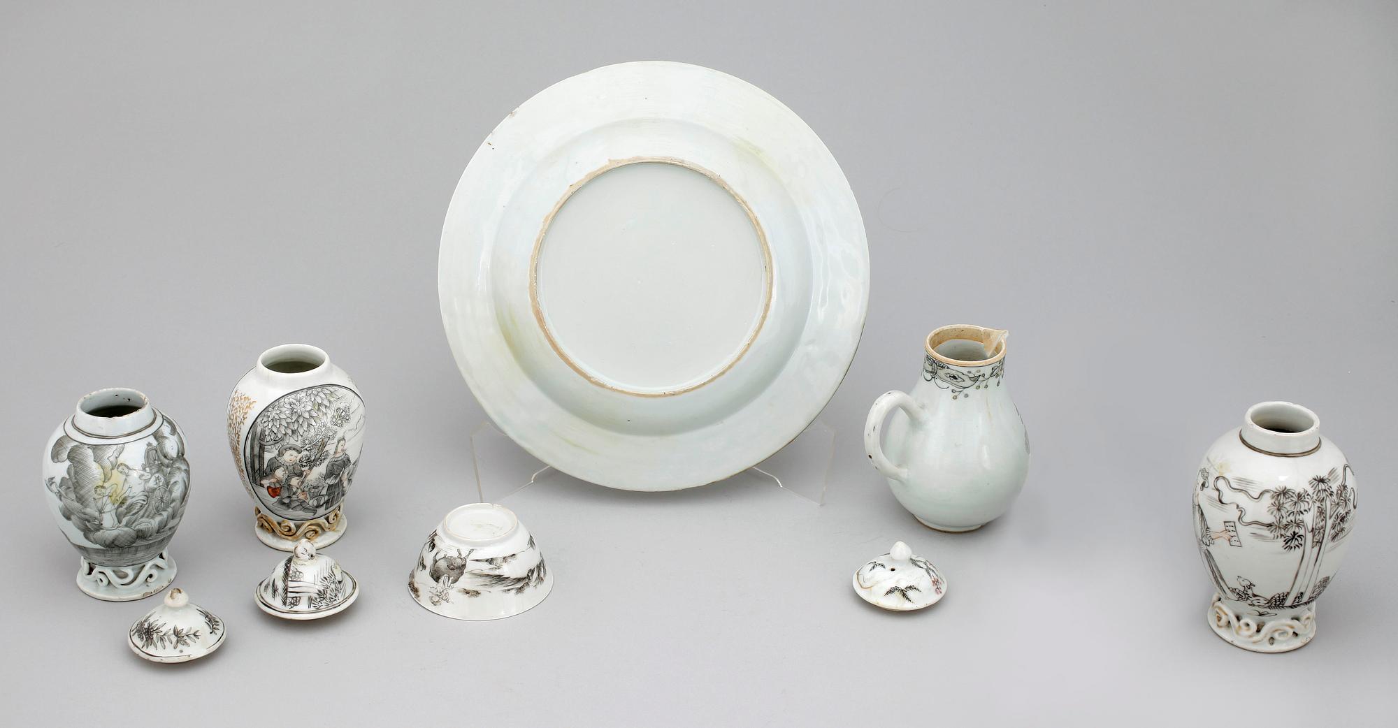 SERVISDELAR, 6 st, kompaniporslin. Qing dynastin, Qianlong (1736-95).