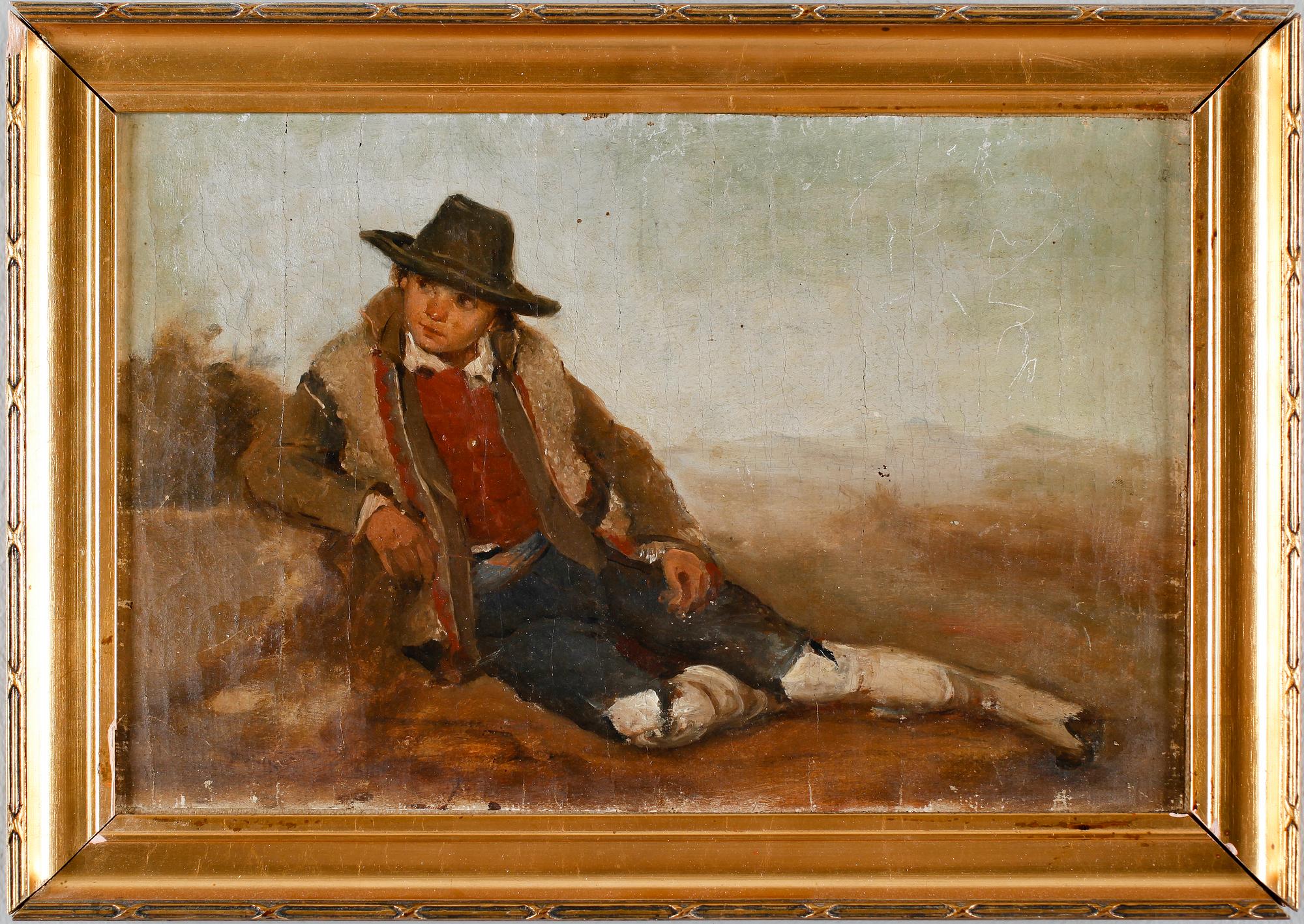 OKÄND KONSTNÄR, olja på duk uppfodrad, osignerad, 1800-tal.