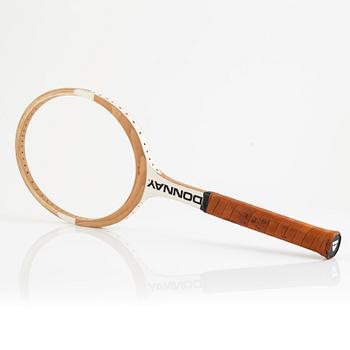 Tennis racket, Signed by Björn Borg. Donnay, specially customized white-painted wooden racket.