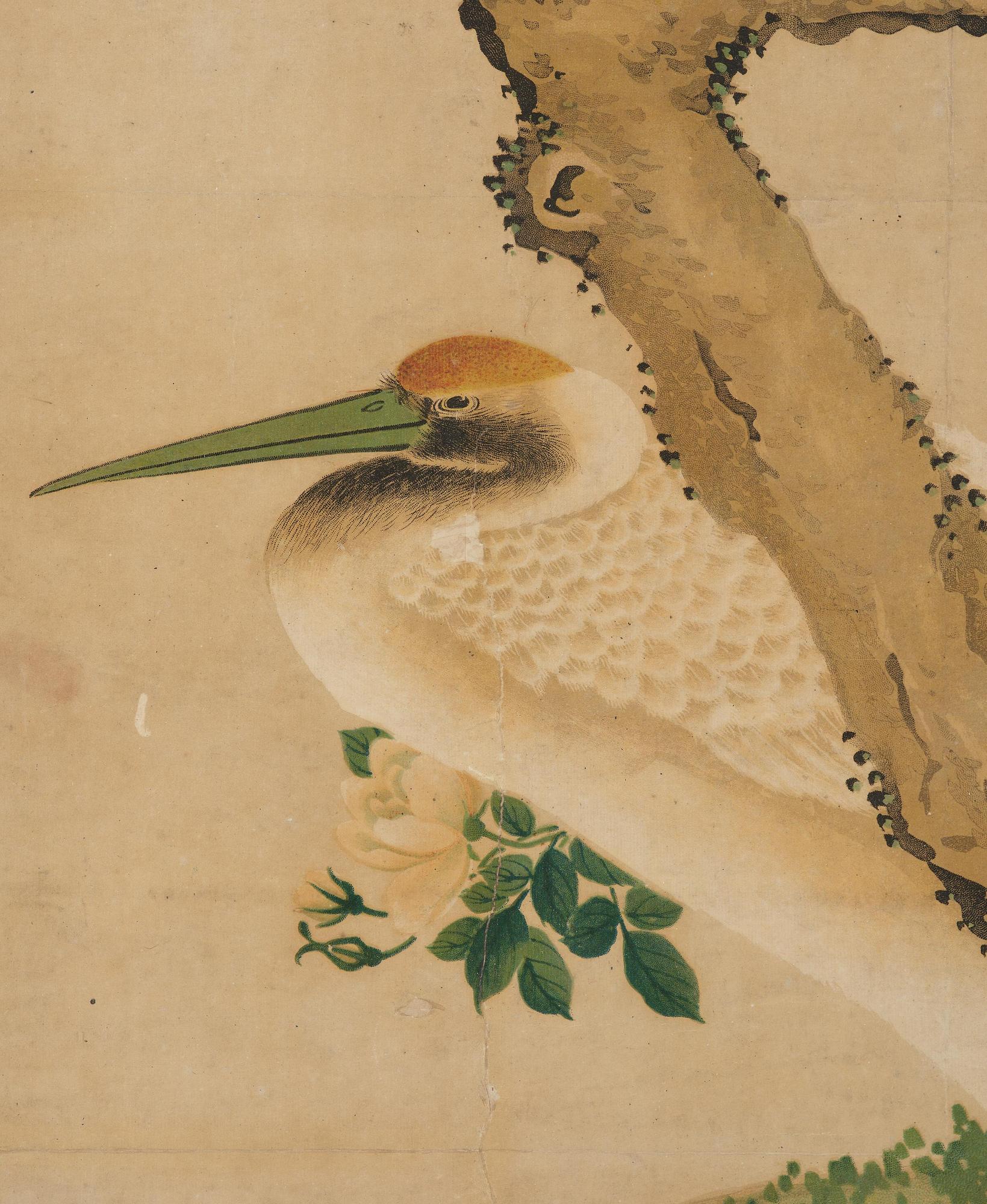 Shen Quan, after, 'Crane, magpies and a blossoming cherry tree'.