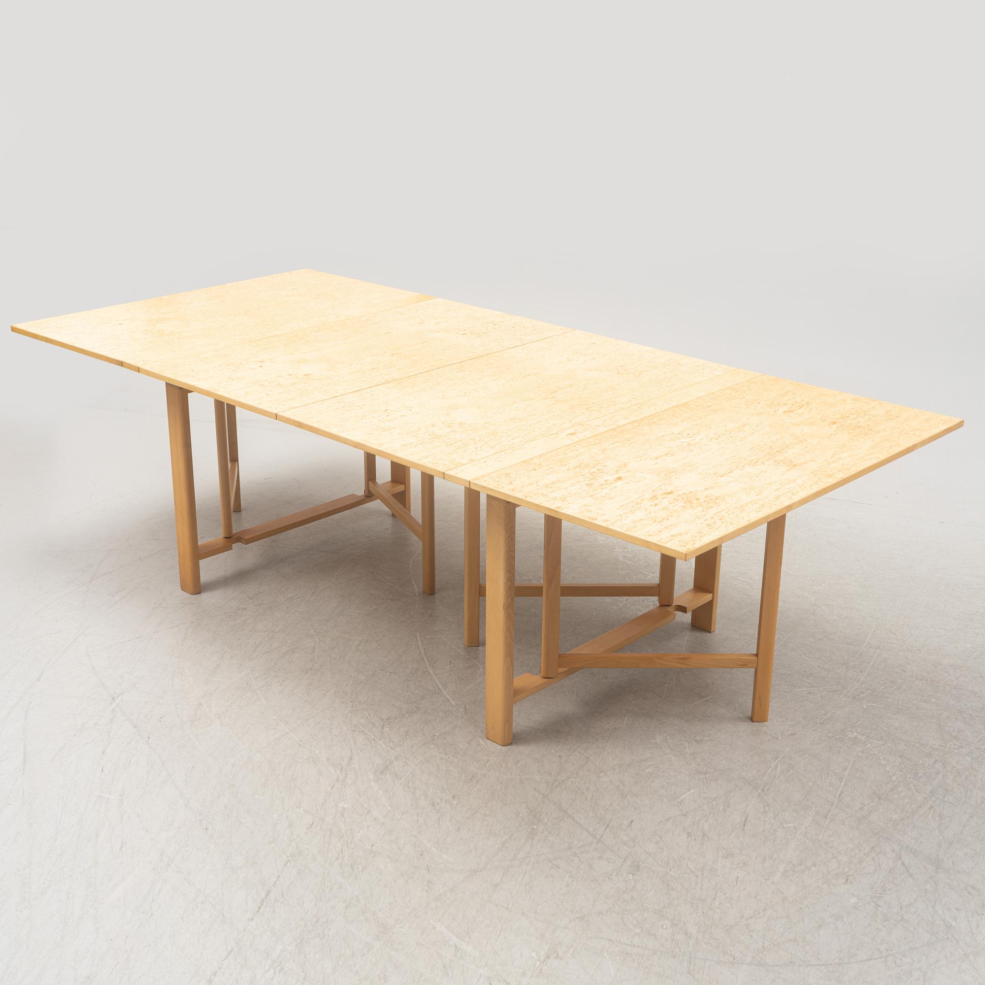 Bruno Mathsson, a 'Maria Flap' burr birch dining table, Dux.
