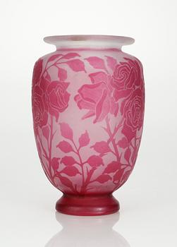 A Karl Lindeberg Art Nouveau cameo glass vase, Kosta.