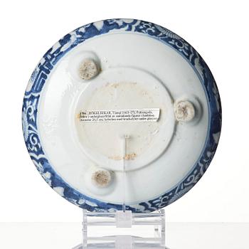 A blue and white tripod censer, 17th century.