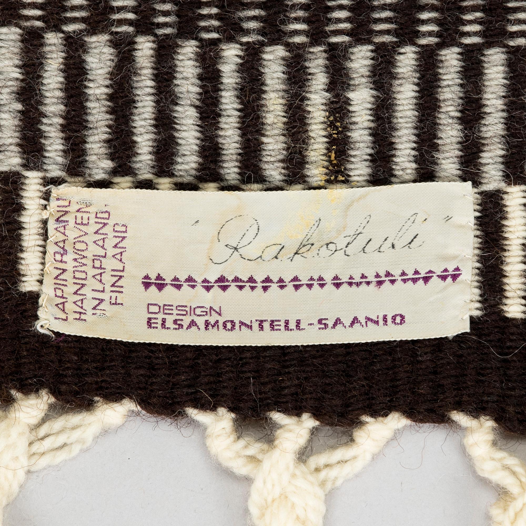 Elsa Montell-Saanio, rana / väggbonad, "Lägereld" Finland. Ca 120 x 88 cm.