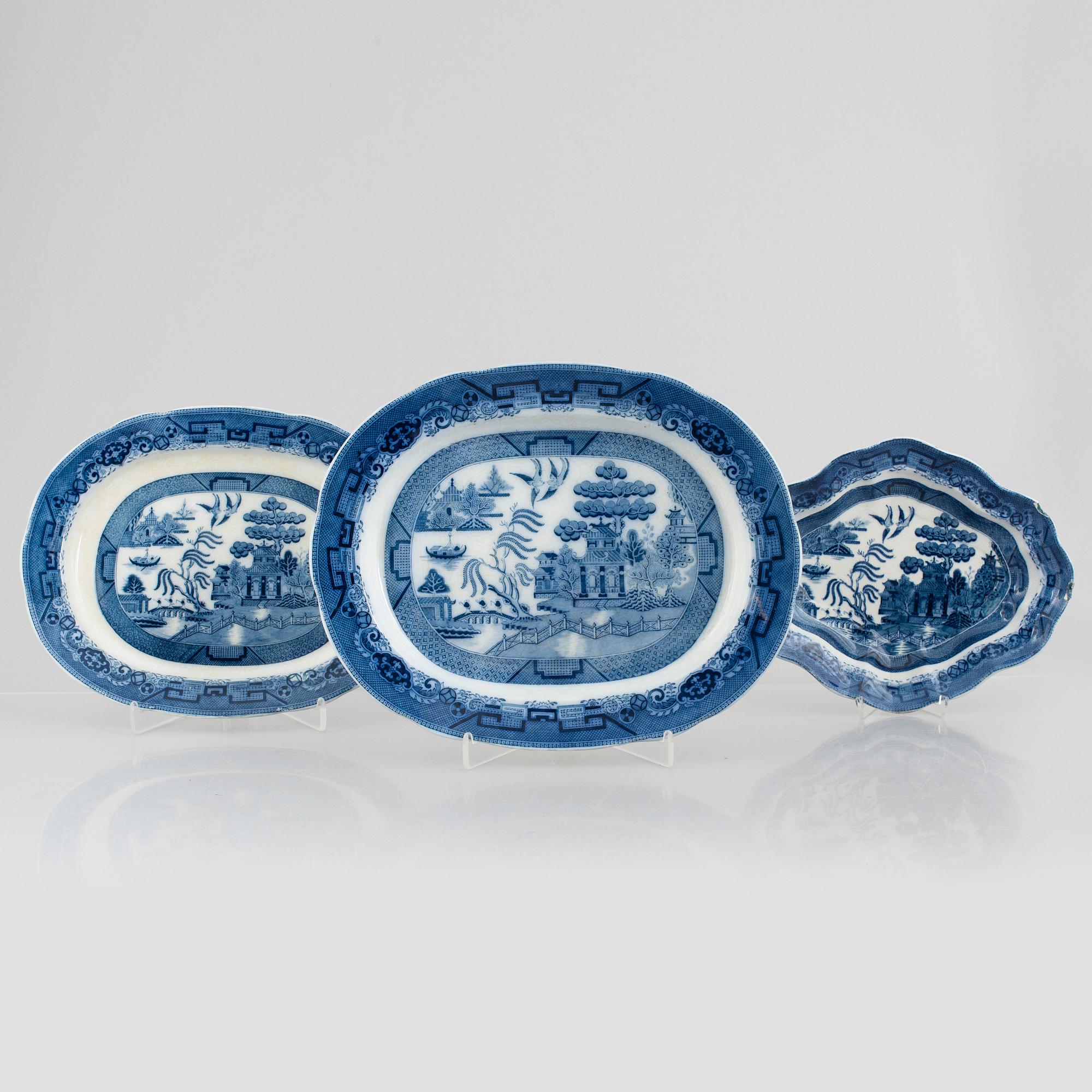 Matservis, flintgods, "Davenport Willow", Booths, England, tidigt 1900-tal.