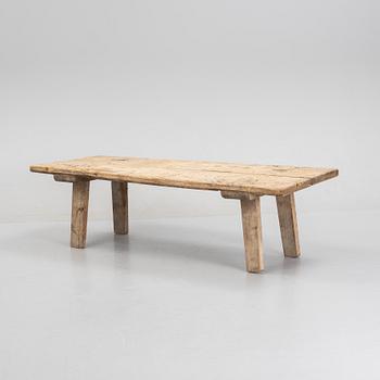 A pine bench, 19th Century.