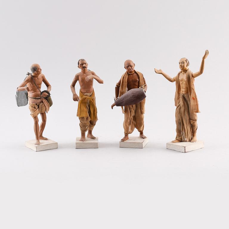 FIGURER, 4 st, terracotta, orientaliska, 1900-talets mitt.