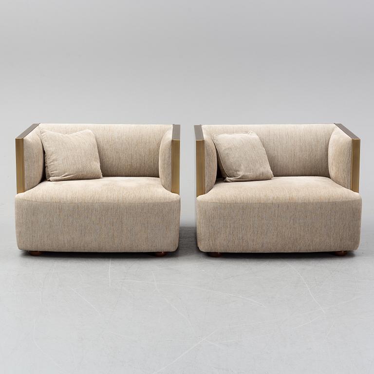 A pair of Promemoria Furniture easy chairs. Italy.