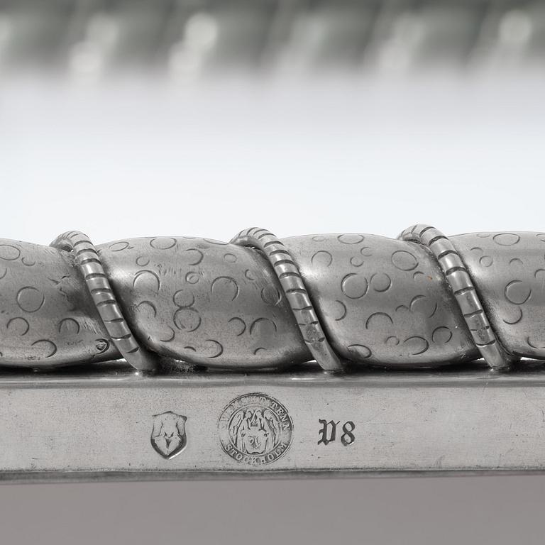 Estrid Ericson, a pewter framed mirror model "A 2518", Firma Svenskt Tenn, Stockholm, 1947.