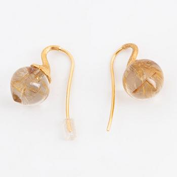 A pair of Ole Lynggard, Charlotte Lynggaard earrings, with rutile quartz.