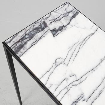 A steel and marble side table, Newport.
