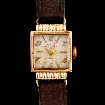 ARMBANDSUR, 18 k guld, Mithra, antimagnetic, 1900-talets första hälft.
