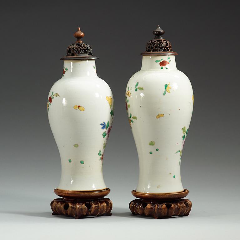 A pair of famille rose vases, Qing dynasty, Qianlong (1735-95).