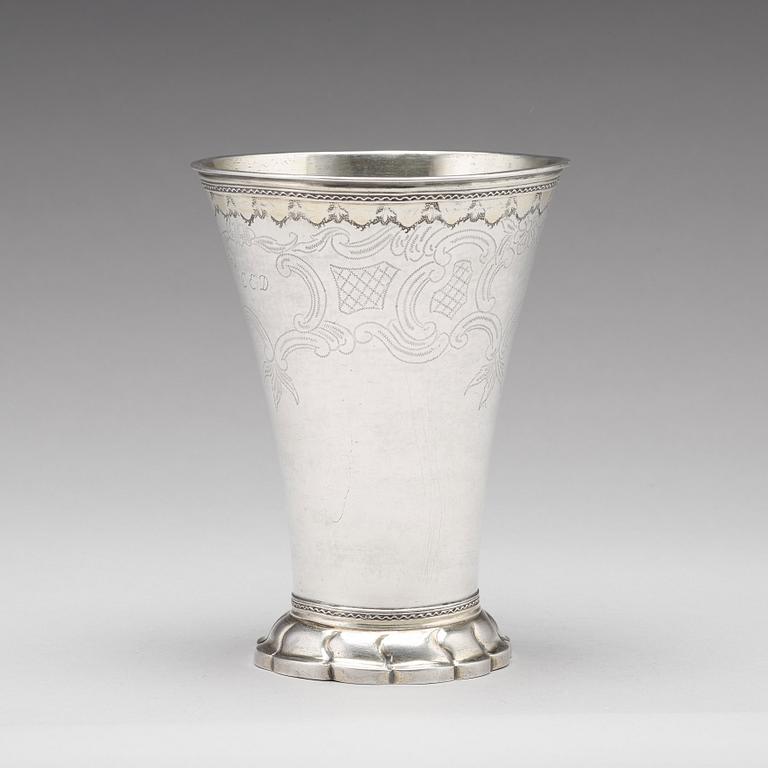 A Swedish 18th century parcel-gilt silver beaker, marks of Daniel Lundström Stockholm 1784.