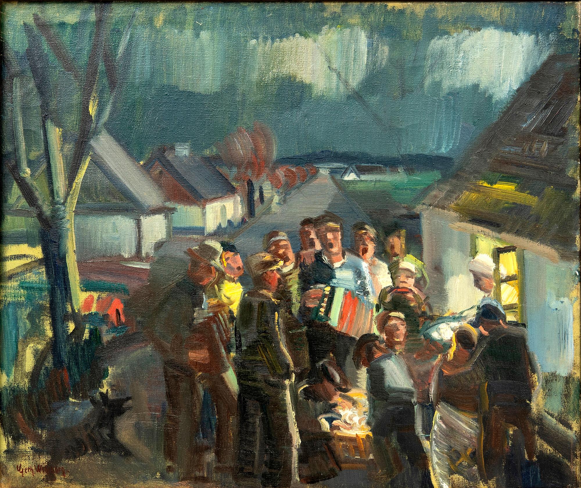 Gerhard Wihlborg, Kåseberga, bymotiv med människor.